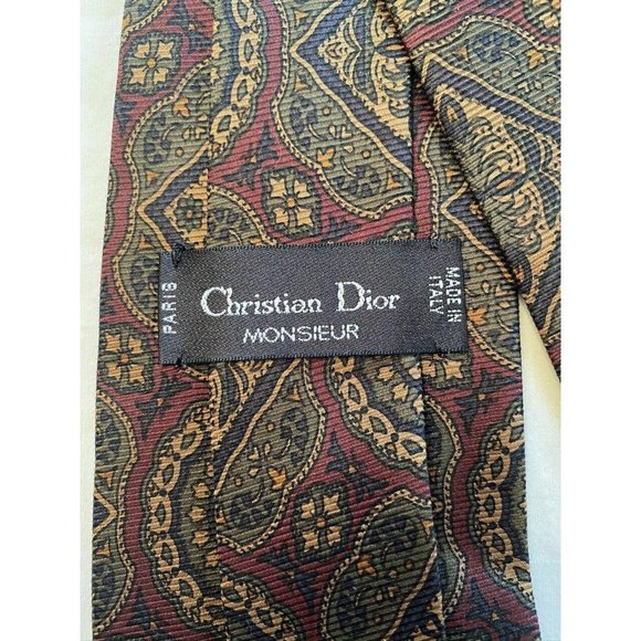 VINTAGE Christian Dior Intricate Pattern Silk Tie - Picture 5 of 5
